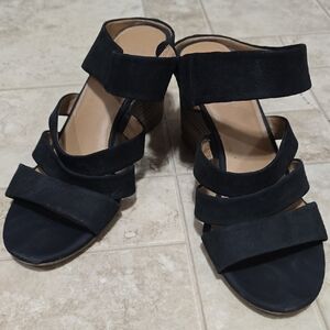 Franco Sarto Black Strappy Wedges